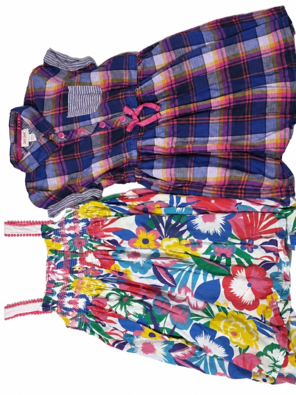 Mini Boden Cat & Jack Girls Dress Lot of 2 Size 4-5Y XS Floral Plaid